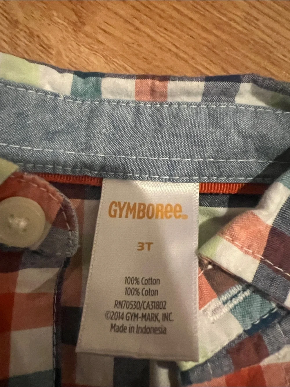 Gymboree Orange, Blue & Green Plaid Short Sleeve Button-Down Shirt